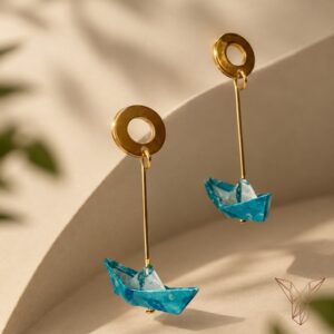 Aretes Barco Origami Resina