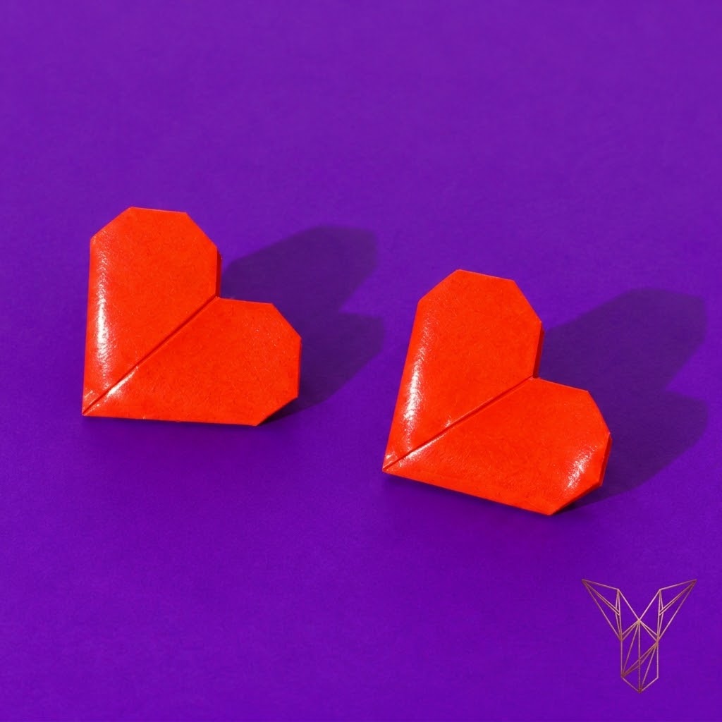 Aretes Corazones Origami Resina