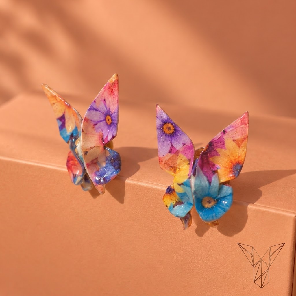 Aretes Mariposa Origami Resina