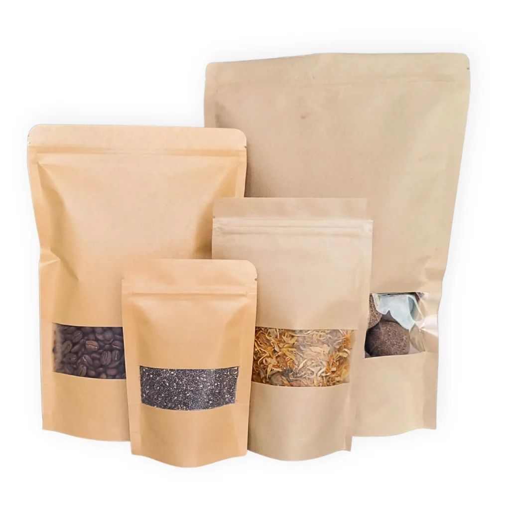 Bolsas Doypack Kraft 10×15 cm 50g con Zipper y Ventana 25 Und - Imagen 2
